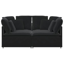 Canapé modulable avec coussins velours noir 625358625358
