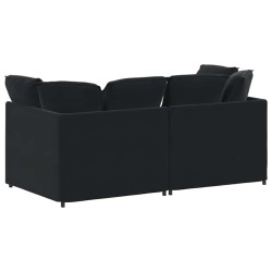 Canapé modulable avec coussins velours noir 625358625358