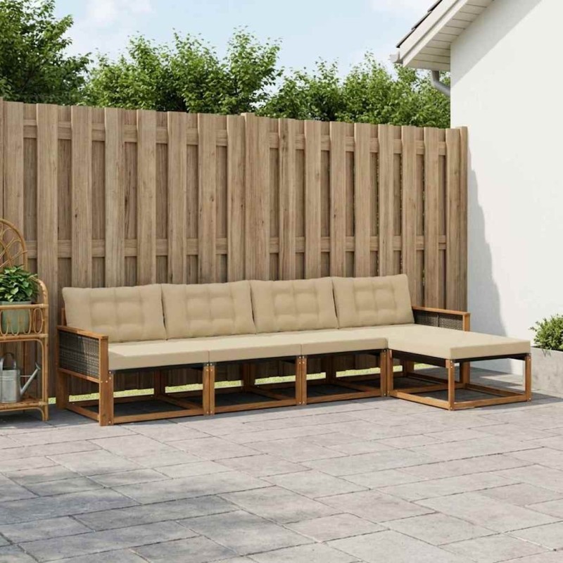 Ensemble de canapés d'extérieur 5 pcs Naturel et Beige 625361625361