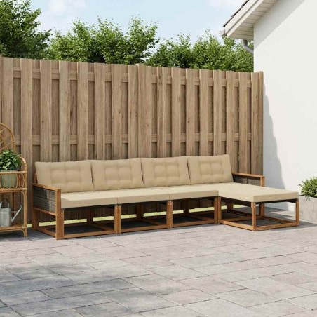 Ensemble de canapés d'extérieur 5 pcs Naturel et Beige 625361625361