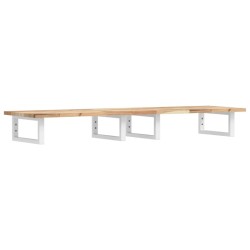 Étagère de vasque murale acier et bois massif d'acacia 625362625362