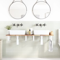 Étagère de vasque murale acier et bois massif d'acacia 625362625362