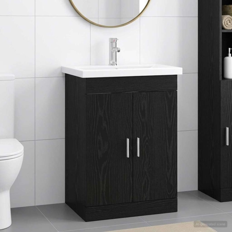 Ensemble de mobilier de salle de bain Chêne noir 625367625367