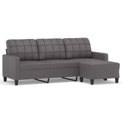 Canapé à 3 places avec repose-pieds Gris 180 cm Similicuir 625381625381