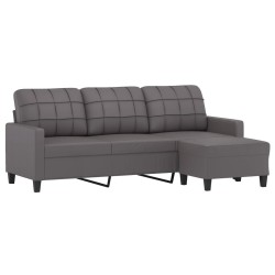 Canapé à 3 places avec repose-pieds Gris 180 cm Similicuir 625381625381