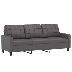 Canapé à 3 places avec repose-pieds Gris 180 cm Similicuir 625381625381