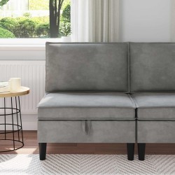 Canapé moyen avec rangement Gris clair Velours 625382625382