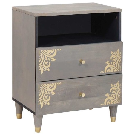 Cabinet de chevet Gris 50 x 33 x 62 cm Bois de mangue massif 625387625387