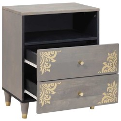 Cabinet de chevet Gris 50 x 33 x 62 cm Bois de mangue massif 625387625387