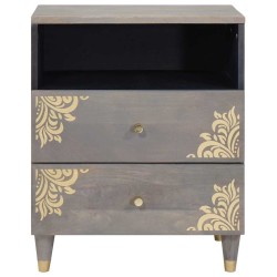 Cabinet de chevet Gris 50 x 33 x 62 cm Bois de mangue massif 625387625387