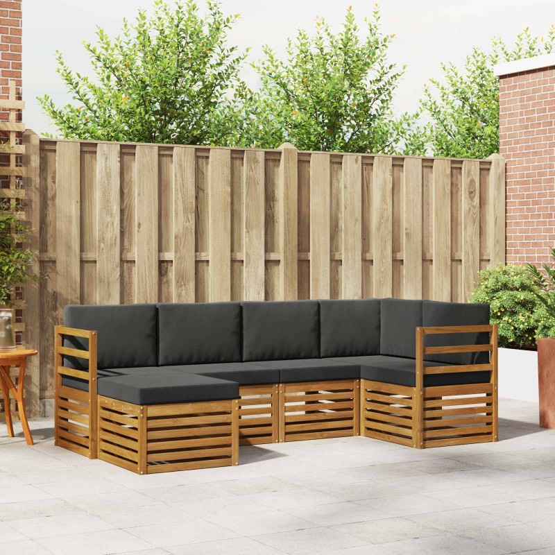 Ensemble de canapé d'angle 6 pcs Naturel et Anthracite 625392625392