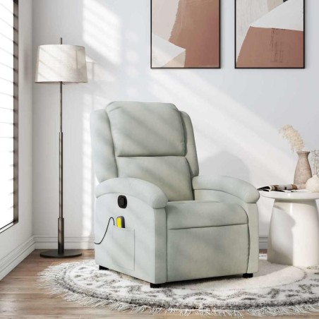 Fauteuil inclinable de massage gris clair velours 625407625407