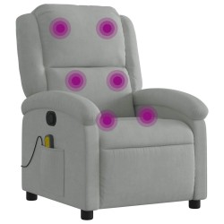 Fauteuil inclinable de massage gris clair velours 625407625407