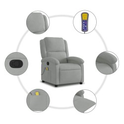 Fauteuil inclinable de massage gris clair velours 625407625407