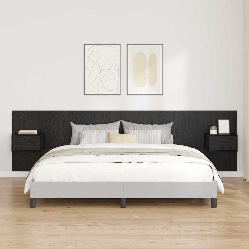 Tête de lit avec armoire 3 pcs Chêne noir Bois d'ingénierie 625410625410