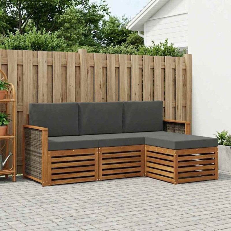 Ensemble de canapés d'extérieur 4 pcs Naturel et Anthracite 625427625427