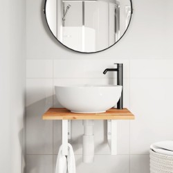 Étagère de vasque murale acier et bois massif d'acacia 625432625432