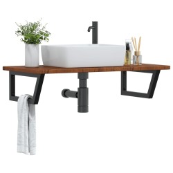 Étagère de vasque murale acier et bois de chêne massif 625435625435