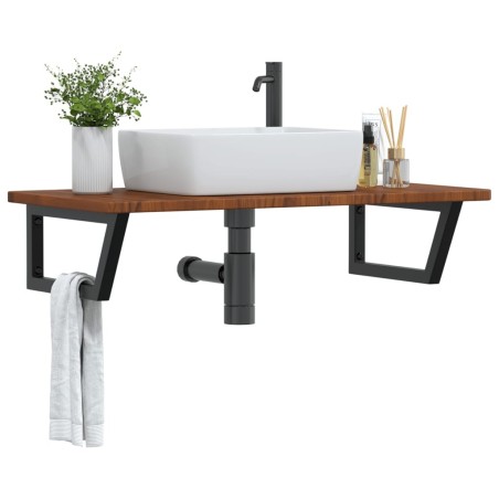 Étagère de vasque murale acier et bois de chêne massif 625435625435
