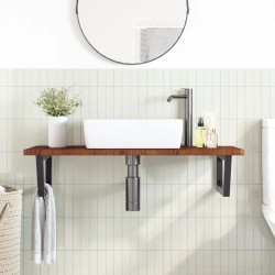 Étagère de vasque murale acier et bois de chêne massif 625435625435