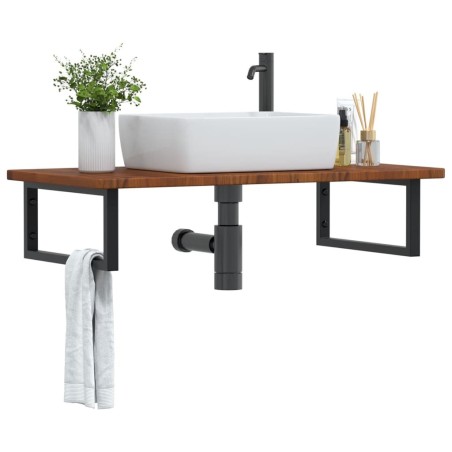 Étagère de vasque murale acier et bois de chêne massif 625436625436