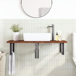 Étagère de vasque murale acier et bois de chêne massif 625436625436