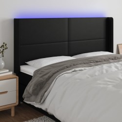 Tête de lit à LED Noir 203x16x118/128 cm Similicuir 625438625438