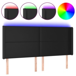 Tête de lit à LED Noir 203x16x118/128 cm Similicuir 625438625438