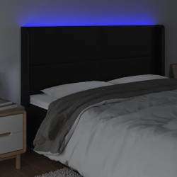 Tête de lit à LED Noir 203x16x118/128 cm Similicuir 625438625438