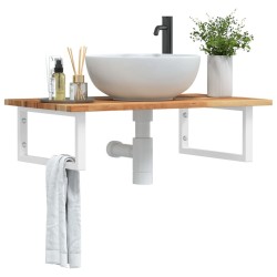 Étagère de vasque murale acier et bois massif d'acacia 625439625439