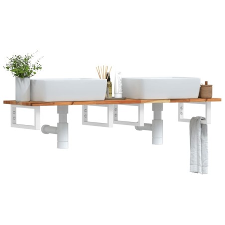 Étagère de vasque murale acier et bois massif d'acacia 625440625440