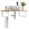 Étagère de vasque murale acier et bois massif d'acacia 625443625443