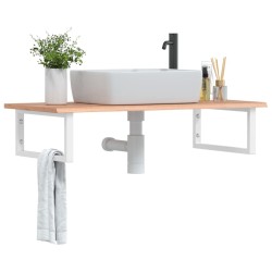 Étagère de vasque murale acier et bois de chêne massif 625446625446