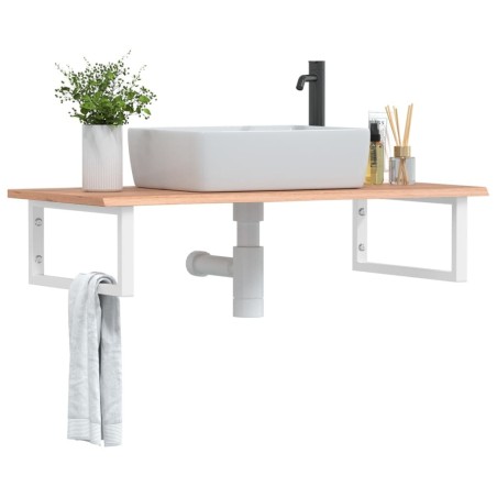 Étagère de vasque murale acier et bois de chêne massif 625446625446