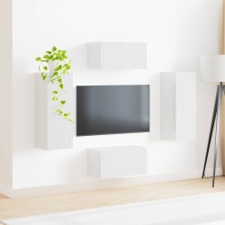 Ensemble meuble TV 2 pcs Blanc brillant Bois d'ingénierie 625448625448