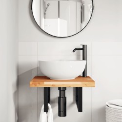 Étagère de vasque murale acier et bois massif d'acacia 625450625450