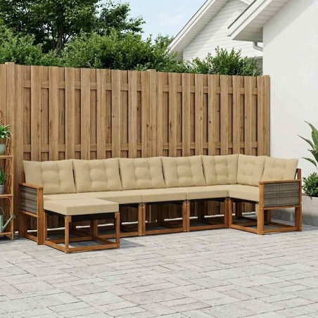 Ensemble de canapés d'extérieur 7 pcs Naturel et Beige 625454625454