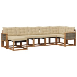 Ensemble de canapés d'extérieur 7 pcs Naturel et Beige 625454625454