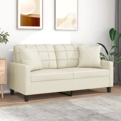 Canapé 2 places avec oreillers crème 140 cm similicuir 625456625456