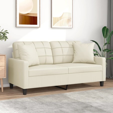 Canapé 2 places avec oreillers crème 140 cm similicuir 625456625456