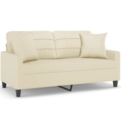 Canapé 2 places avec oreillers crème 140 cm similicuir 625456625456