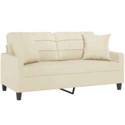 Canapé 2 places avec oreillers crème 140 cm similicuir 625456625456