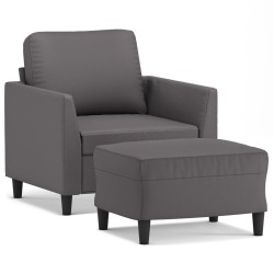 Fauteuil avec repose-pied Gris 60 cm Similicuir 625457625457