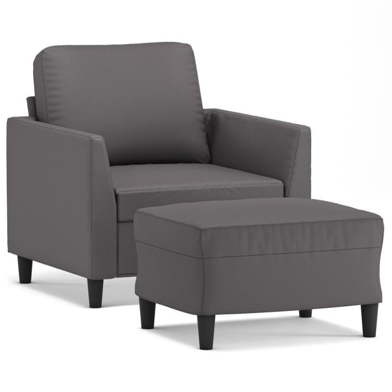 Fauteuil avec repose-pied Gris 60 cm Similicuir 625457625457