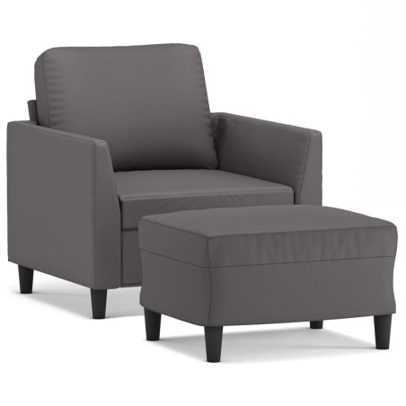 Fauteuil avec repose-pied Gris 60 cm Similicuir 625457625457