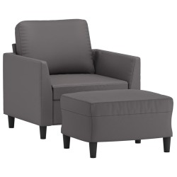 Fauteuil avec repose-pied Gris 60 cm Similicuir 625457625457