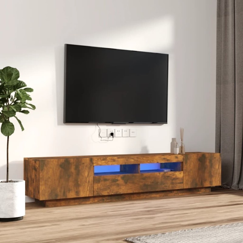 Ensemble de meubles TV avec lumières LED 2 pcs Chêne fumé 625463625463