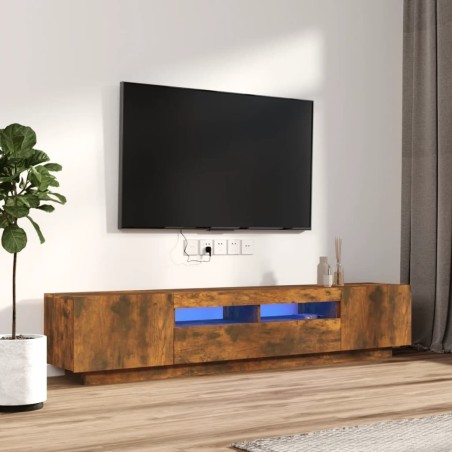 Ensemble de meubles TV avec lumières LED 2 pcs Chêne fumé 625463625463