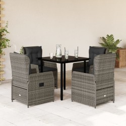 Ensemble à manger de jardin 5 pcs coussins gris résine tressée 625464625464