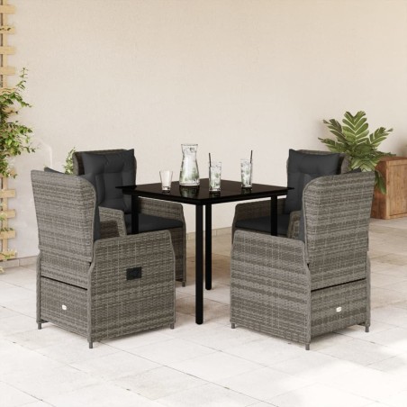 Ensemble à manger de jardin 5 pcs coussins gris résine tressée 625464625464